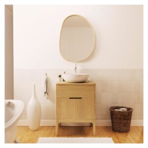 wohnli-moebel-suche-M24163390-1 Einzelwaschtisch + Waschbecken + Armatur + Spiegel 60x78x50cm Holz Beige Mob In Möbel Badezimmermöbel Waschtische