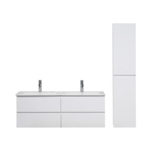 wohnli-moebel-suche-M24163391-1 Doppelwaschtisch + Waschbecken + -Säule 120x43x45cm Spanplatte Weiß Mob In Möbel Badezimmermöbel Waschbecken