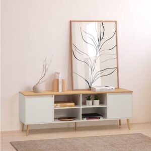 wohnli-moebel-suche-M24164114-1 TV-Schrank 2 türen Weiß 160x55x40cm Spanplatte Weiß HOMN Möbel Wohnzimmermöbel TV-Möbel