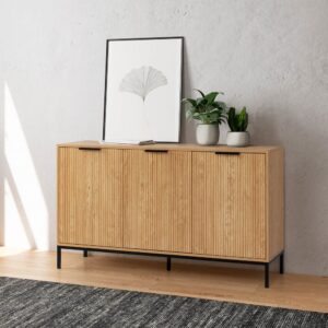 wohnli-moebel-suche-M24164132-1 Sideboard 3 türen in Eichenfarbe 140x80x40cm Spanplatte Braun HOMN Möbel Esszimmermöbel Sideboards, Highboards & niedrige Anrichten
