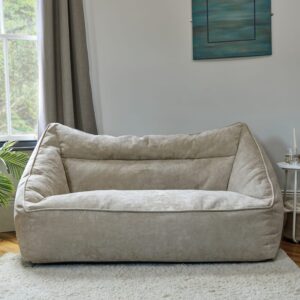 wohnli-moebel-suche-M24165156-1 Sitzsack-Sessel riesiges Sitzsacksofa aus beigem Chenillestoff 93x70x160cm Stoff Beige Icon Sofas und Sessel Sessel, Poufs und Fußbänke Sitzsäcke