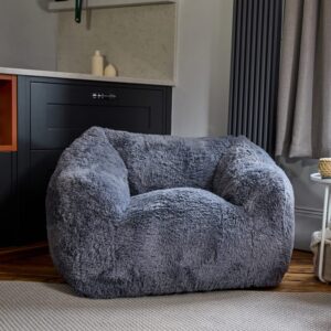 Sitzsack-Sessel aus Kunstpelz und grauem Stretchschaum 104x65x112cm Webpelz Grau Icon Sofas und Sessel Sessel, Poufs und Fußbänke Sitzsäcke