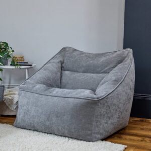 Sitzsack-Sessel aus grauem strukturiertem Chenille-Stoff 88x80x100cm Stoff Grau Icon Sofas und Sessel Sessel, Poufs und Fußbänke Sitzsäcke