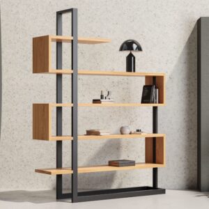 Bücherregal aus massivem Holz 160 cm 35x210x160cm Holz Braun Danzz Möbel Wohnzimmermöbel Bücherregale