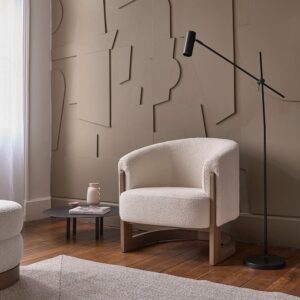 Sessel aus Eichenholz und naturfarbenem Bouclé-Stoff 76x78x76cm Holz Beige BERAH GETAH Sofas und Sessel Sessel, Poufs und Fußbänke Sessel