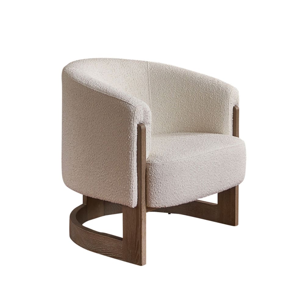 wohnli-moebel-suche-M24165797 Wohnli Möbelsuche - Sessel aus Eichenholz und naturfarbenem Bouclé-Stoff