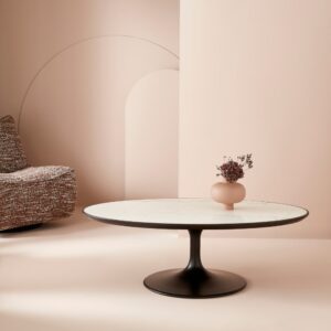 Ovaler Couchtisch aus weißem Marmor 0x0x0cm Holz Weiß Signature Möbel Wohnzimmermöbel Couchtische