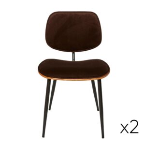 Wohnli Möbelsuche - Set aus 2 Stühlen aus braunem Samt