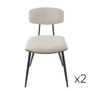 Wohnli Möbelsuche - Set aus 2 Stühlen aus écru-farbenem Stoff - H24 cm