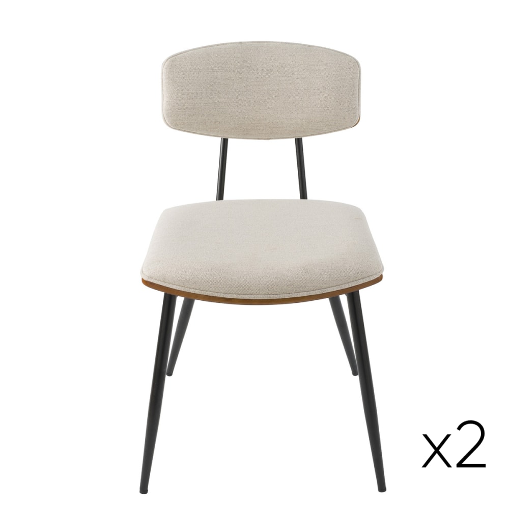 Wohnli Möbelsuche - Set aus 2 Stühlen aus écru-farbenem Stoff - H24 cm