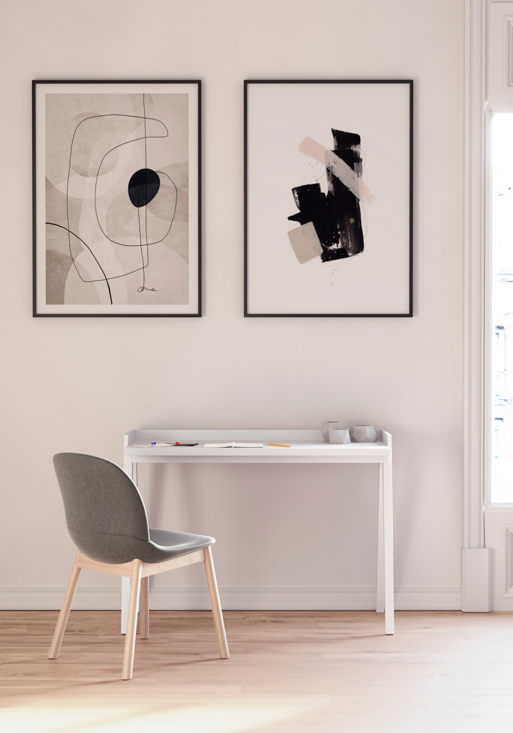 Schreibtisch aus Melamin und Buche in Weiß 81x111x50 cm 111x81x50cm Spanplatte Weiß Herdasa Möbel Büromöbel Schreibtische