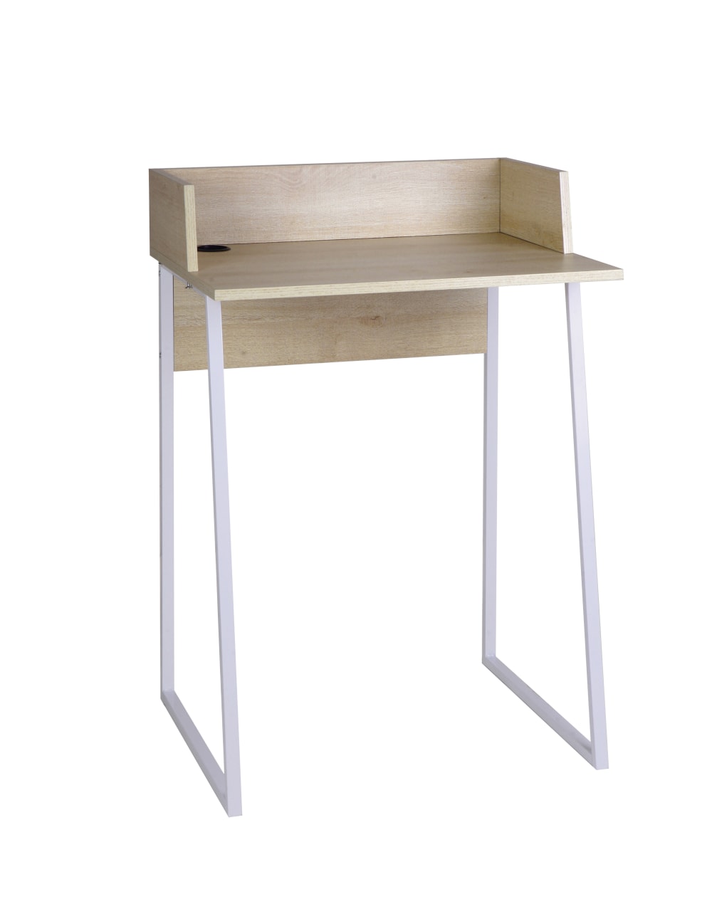wohnli-moebel-suche-M24168780 Wohnli Möbelsuche - Schreibtisch aus Melamin und Metall Eiche Beine Weiß 84x60x48 cm
