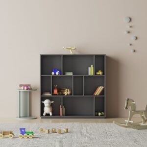 wohnli-moebel-suche-M24168813-1 Bücherregal aus Melamin in Graphit 117x119x32 cm 119x117x32cm Spanplatte Grau Herdasa Möbel Wohnzimmermöbel Bücherregale