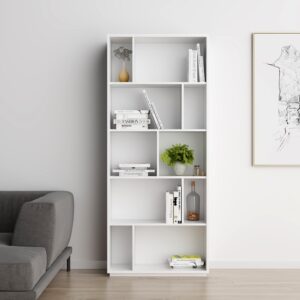 wohnli-moebel-suche-M24168831-1 Bücherregal aus Melamin in Weiß 191x80x32 cm 80x191x32cm Spanplatte Weiß Herdasa Möbel Wohnzimmermöbel Bücherregale