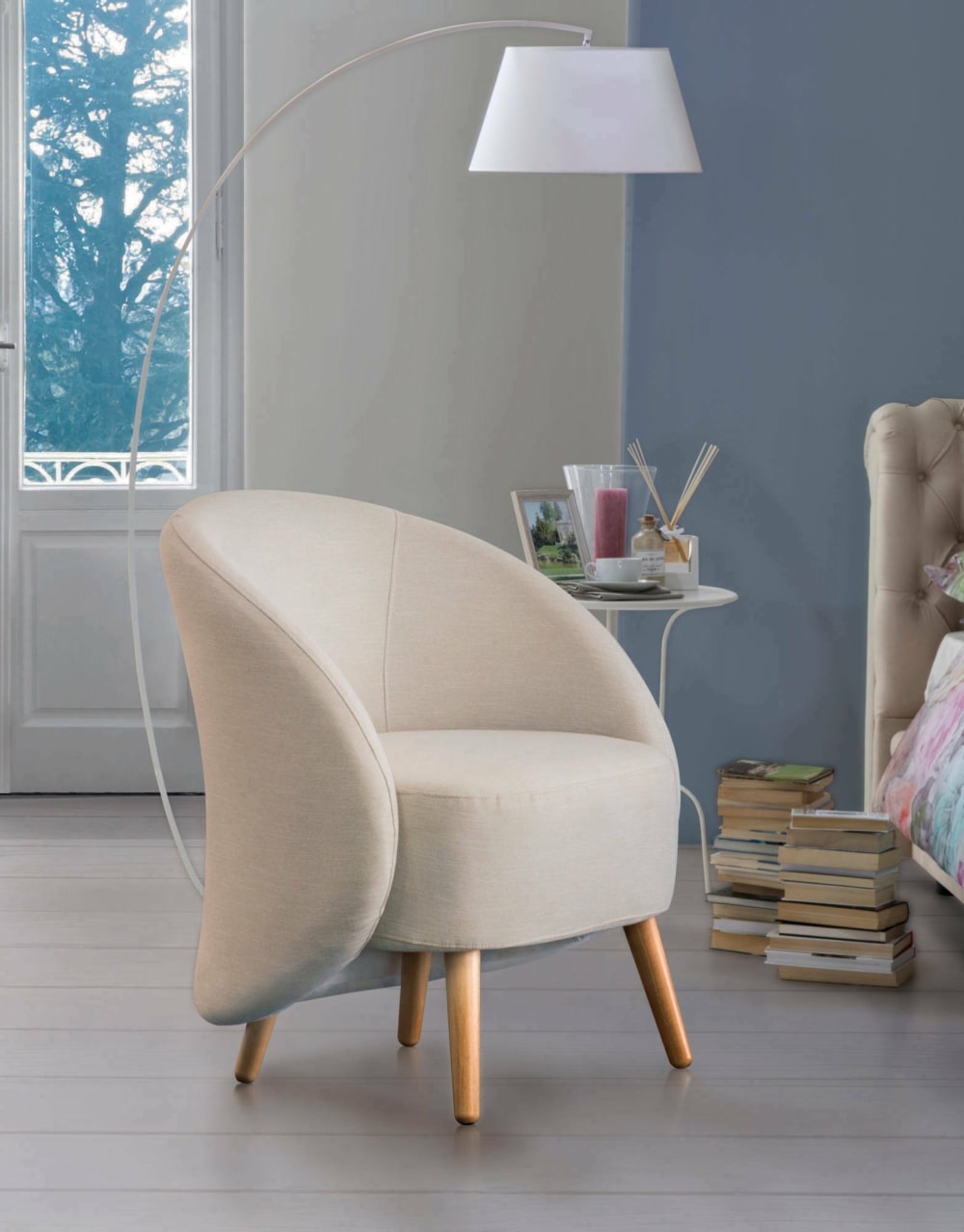 Sessel aus taubengrauem Stoff 70x60h80 cm 70x80x60cm Metall Grau Talamo Italia Sofas und Sessel Sessel, Poufs und Fußbänke Sessel
