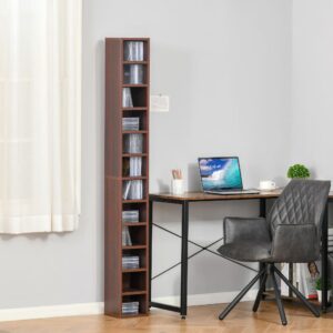 Étagère colonne range-CD dim. 21L x 20l x 175H cm 21x175x20cm Spanplatte Braun Homcom Möbel Wohnzimmermöbel Bücherregale