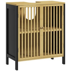 Wohnli Möbelsuche - Unterbauwaschbecken-Schrank 2T MDF Bambus schwarz lackiert