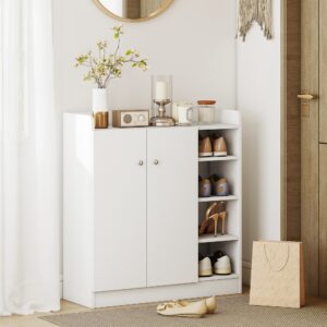 Armoire meuble à chaussures blanc 83x90x30cm Spanplatte Weiß Homcom Möbel Flurmöbel Schuhschränke