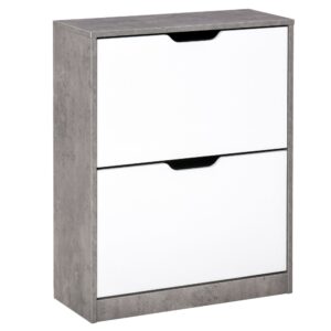 wohnli-moebel-suche-M24171499 Wohnli Möbelsuche - Weißer Beton-Schuhschrank mit 2 Falltüren