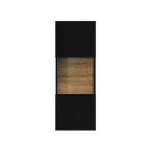 wohnli-moebel-suche-M24173478-1 Wandvitrine 1 Tür HDF Schwarz und Holz 36x95x30cm Spanplatte Schwarz Petits meubles Möbel Esszimmermöbel Vitrine und Vitrinenschrank