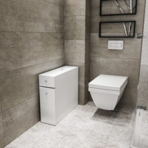 WC-Regal Weiß L19 cm – CALENCIA 60x44x19cm Spanplatte Weiß Calicosy Möbel Badezimmermöbel Badezimmerschränke