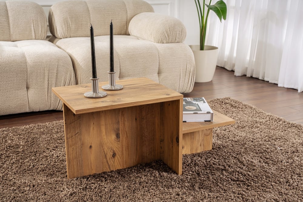 Couchtisch aus  80 x 40 x 40 cm braun 80x40x40cm Holz Braun Habitat & Jardin Möbel Wohnzimmermöbel Couchtische