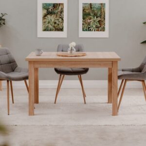 wohnli-moebel-suche-M24173661-1 Ausziehbarer Esstisch Eichendekor L120-200 cm 120x76x80cm Spanplatte Braun Calicosy Möbel Esszimmermöbel Esstische