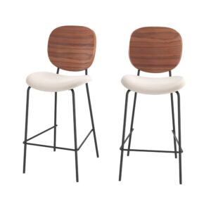 Wohnli Möbelsuche - 2er Set Barstühle aus beigem Stoff 65