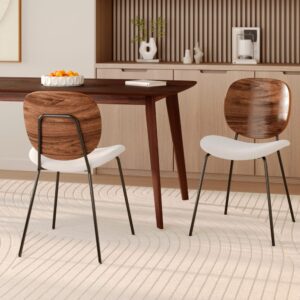 2er Set Stuhl aus beigefarbenem Stoff und Holz 48x82x59cm Stoff Beige Maison Pavane Möbel Esszimmermöbel Stühle