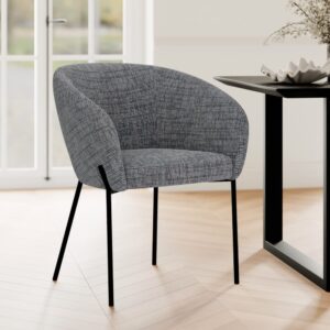 wohnli-moebel-suche-M24173978-1 Stuhl aus meliertem grau Stoff mit schwarzen Metallbeinen 62x81x59cm Stoff Grau Maison Pavane Möbel Esszimmermöbel Stühle