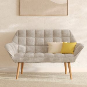 wohnli-moebel-suche-M24173990-1 Zweiersofa aus hellgrauem Stoff 127x74x72cm Stoff Grau Maison Pavane Sofas und Sessel Sofas 2-Sitzer-Sofas & 3-Sitzer-Sofas