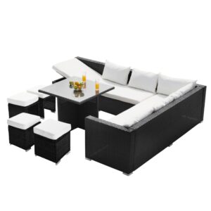 wohnli-moebel-suche-M24174018 Wohnli Möbelsuche - Gartenmöbel-Set für 10 Personen in Schwarz aus Polyrattan