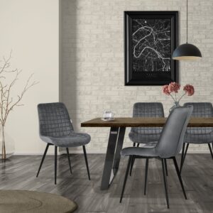 wohnli-moebel-suche-M24174153-1 Esszimmerstühle 6er Set Anthrazit Samtbezug Gepolstert Metallbeinen 60x89x52cm Samt Grau ML-Design Möbel Esszimmermöbel Stühle