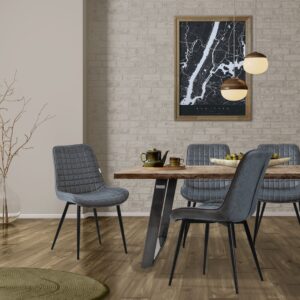 Esszimmerstühle 2er Set Anthrazit Kunstleder Gepolstert Metallbeinen 60x89x52cm Webpelz Grau ML-Design Möbel Esszimmermöbel Stühle