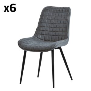 wohnli-moebel-suche-M24174168 Wohnli Möbelsuche - Esszimmerstühle 6er Set Anthrazit Kunstleder Gepolstert Metallbeinen