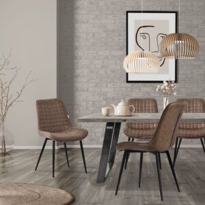 Esszimmerstühle 4er Set Braun Kunstlederbezug Gepolstert Metallbeinen 60x89x52cm Webpelz Braun ML-Design Möbel Esszimmermöbel Stühle