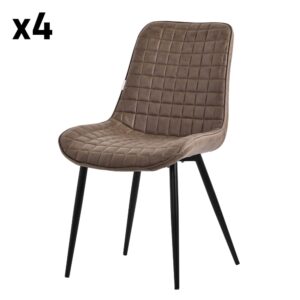 wohnli-moebel-suche-M24174178 Wohnli Möbelsuche - Esszimmerstühle 4er Set Braun Kunstlederbezug Gepolstert Metallbeinen