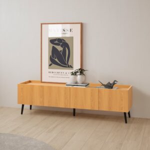 TV-Schrank 4 türen Eichenfarbe 160x45x40cm Spanplatte Braun HOMN Möbel Wohnzimmermöbel TV-Möbel