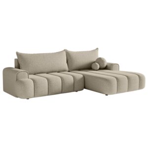 Wohnli Möbelsuche - Ecksofa mit Schlaffunktion und Bouclé-Bezug