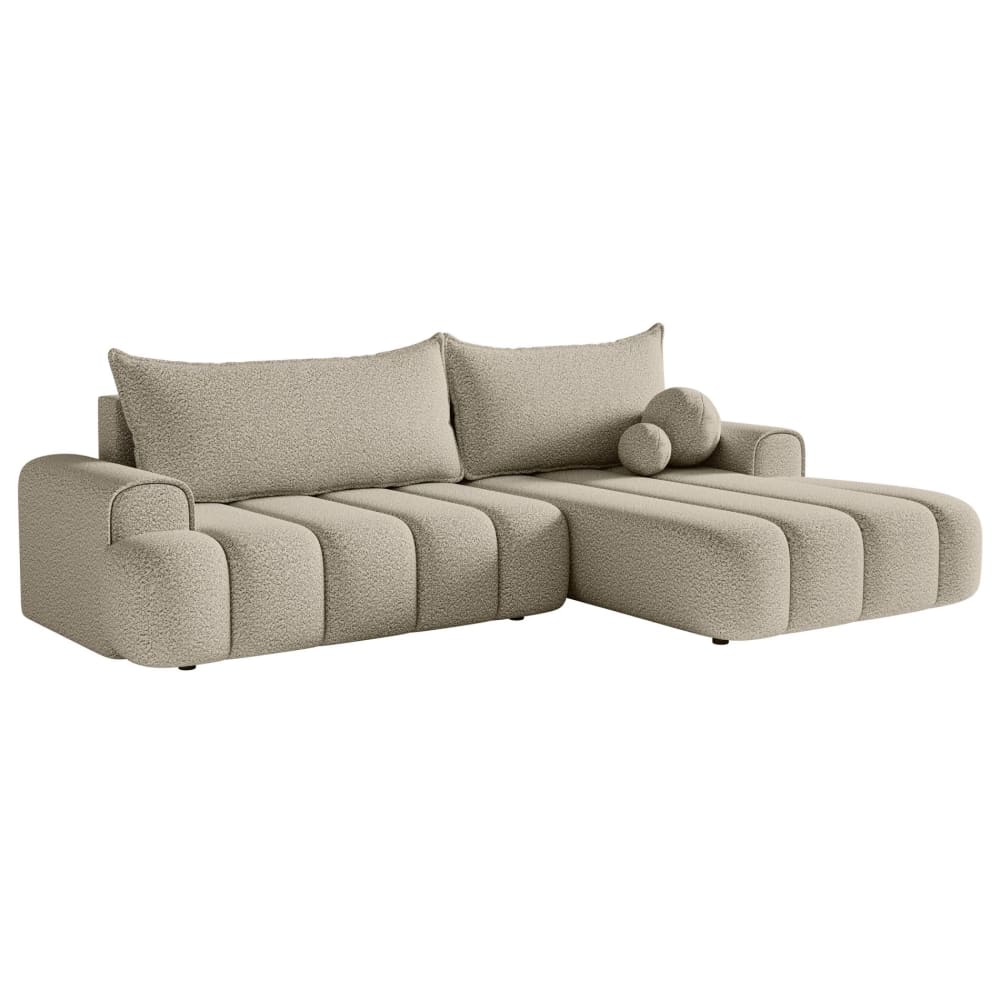 Wohnli Möbelsuche - Ecksofa mit Schlaffunktion und Bouclé-Bezug