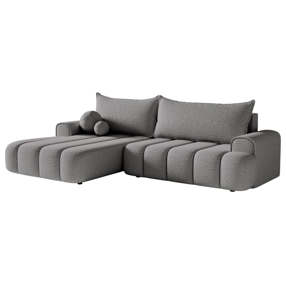 Wohnli Möbelsuche - Ecksofa mit Schlaffunktion und Bouclé-Bezug