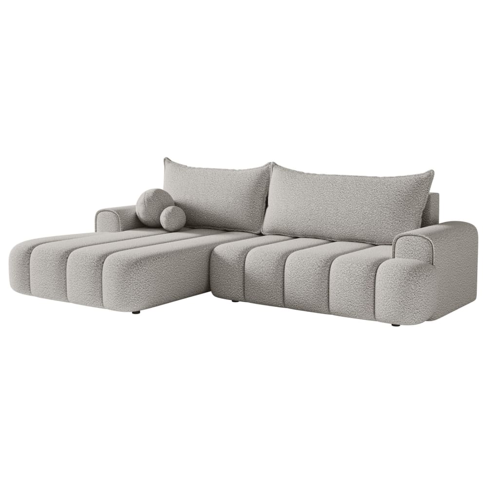 Wohnli Möbelsuche - Ecksofa mit Schlaffunktion und Bouclé-Bezug