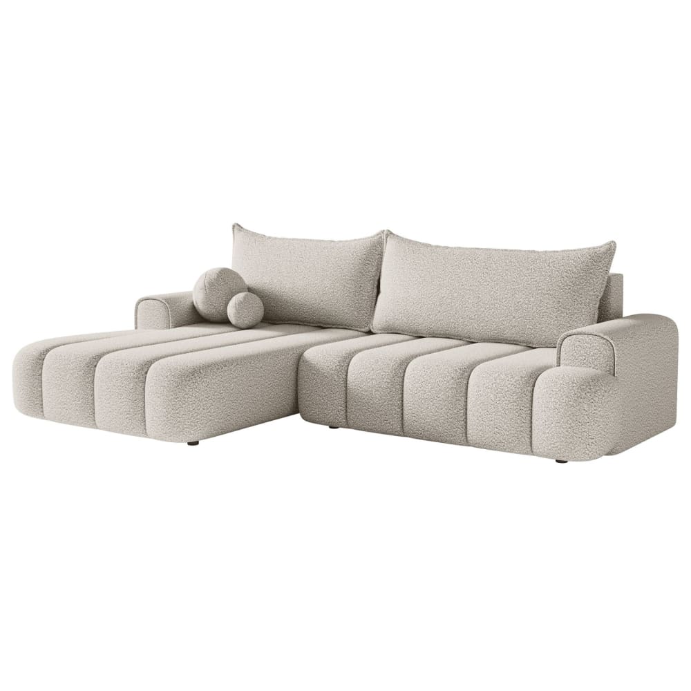 Wohnli Möbelsuche - Ecksofa mit Schlaffunktion und Bouclé-Bezug