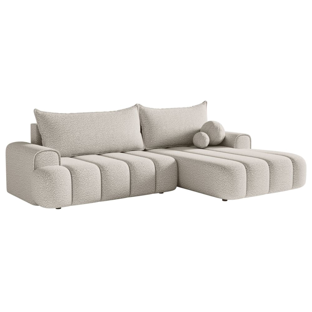 Wohnli Möbelsuche - Ecksofa mit Schlaffunktion und Bouclé-Bezug