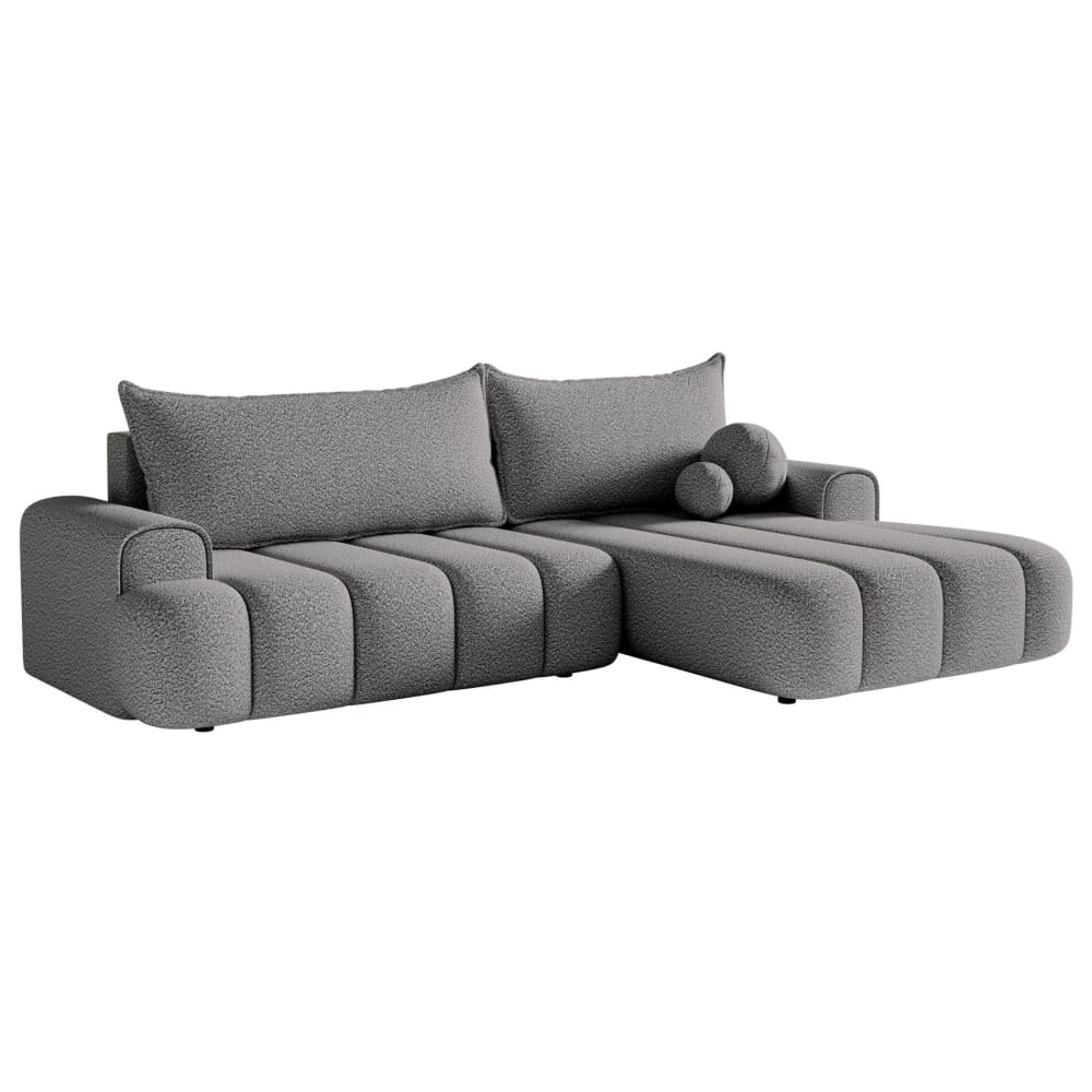 Wohnli Möbelsuche - Ecksofa mit Schlaffunktion und Bouclé-Bezug