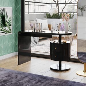 wohnli-moebel-suche-M24174677-1 Schminktisch mit 2 Schubladen Schwarz Hochglanz 120x76cm 120x76x50cm Spanplatte Schwarz Vicco Möbel Schlafzimmermöbel Schminktische