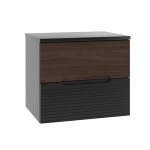 Wohnli Möbelsuche - Waschtischunterschrank 60cm Waschtisch Melamin Schwarz und Holz