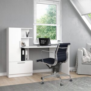 Schreibtisch  Weiß 150x120.1cm 150x121x60cm Spanplatte Weiß Vicco Möbel Büromöbel Schreibtische