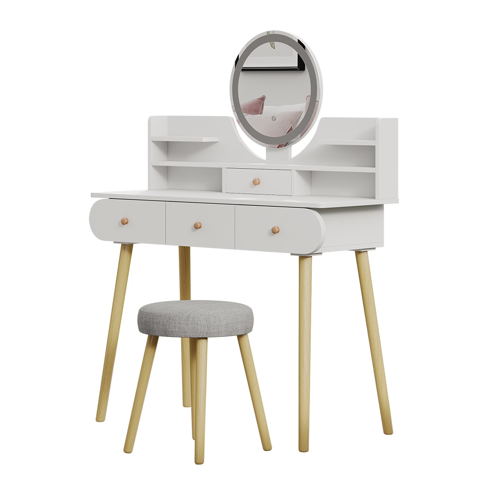 wohnli-moebel-suche-M24178077 Wohnli Möbelsuche - Schminktisch mit LED-Spiegel und Hocker