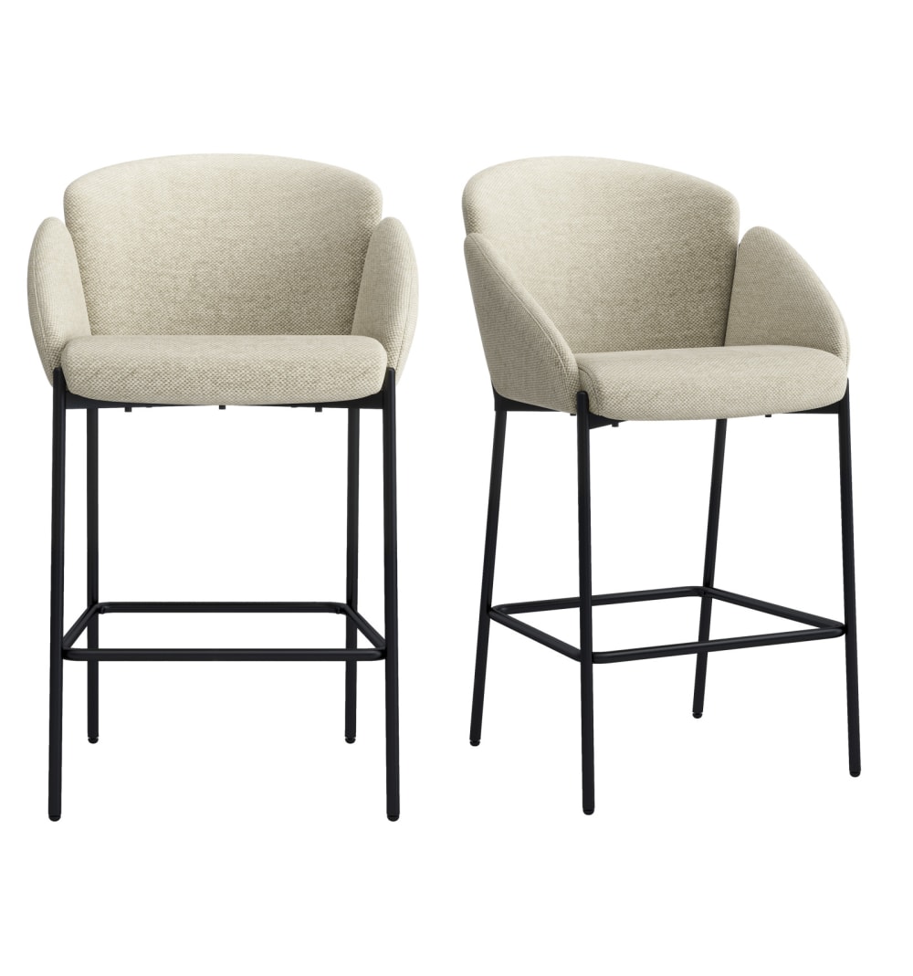 Wohnli Möbelsuche - Barstuhl aus Stoff Luxury Grège (x2)